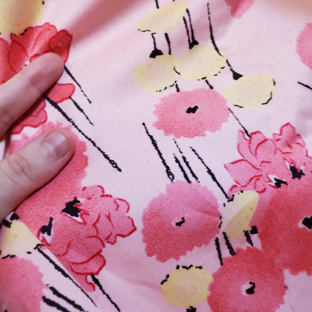 Apostrophe Cotton Pink Floral Trench Coat Quirky Twee Feminine Barbie Size S - Picture 5 of 7